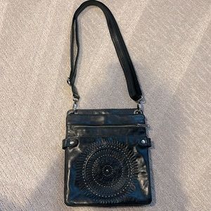 Black leather crossbody bag